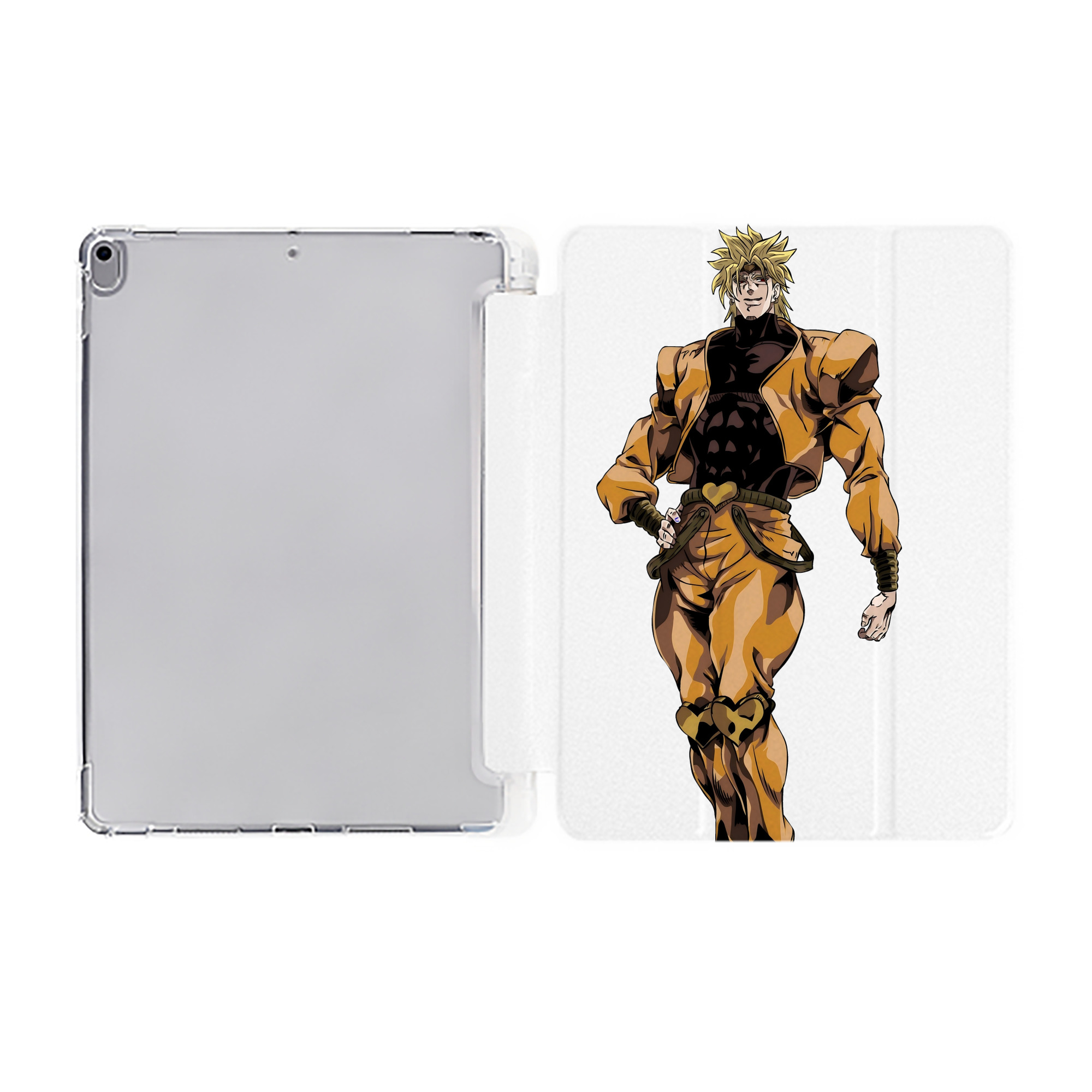 （画像用） ジョジョの奇妙な冒険 ディオ?ブランドー JoJo's Bizarre Adventure Dio Brando IPad ケース ペン収納付き 三つ折りスタンド PUレザー×シリコン 対応機種9.5/10.5/10.9インチ